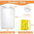 thumbnail image 2 of Fusion Bread Bags with Ties, 72 Pack Clear Bread Bags for Homemade Bread and 100 Ties, Adjustable Reusable Plastic Bread Bags, Bread Loaf Bags for Home Bakers and Bakery Owners, 2 of 7