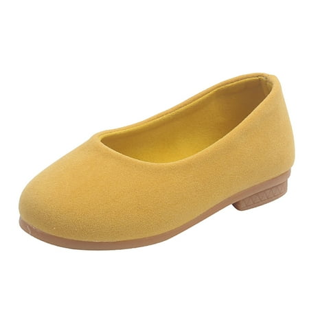 

TAIAOJING Girls Flat Dress Shoes Shoes Solid Color Simple Style Suede Flat Non-Slip Shoe