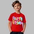 thumbnail image 4 of YunPes Fourth Grade Girls Boys First Day of School T-shirts Funny Graphic Print Short Sleeve Tops Kids Summer Crewneck Tee Back to School, 4 of 4