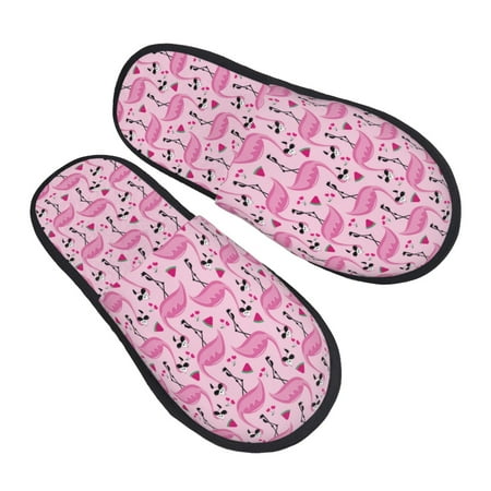 

Jgfou Cool Flamingos Print Womens Cozy Memory Foam Slippers Soft Warm Slip On House Slippers Anti-Skid Rubber Sole Creative Gifts for Women Mom Girlfriend
