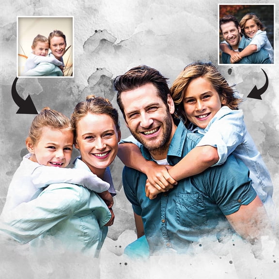 Catygift - Custom Combine Photos From Different Images - Canvas Wall Art - Personalized Canvas - Meaningful Family Portrait - Unique Gift For Family Members
