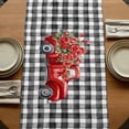 thumbnail image 5 of Table Runners 70 Inches Long Dress Scarves, Happ Valentine's Day Farmhouse Coffee/Dining/Kitchen Table Decor, Holiday Table Runner, Red Roses Love Car Romantic Checked 13x70 Inch, 5 of 9