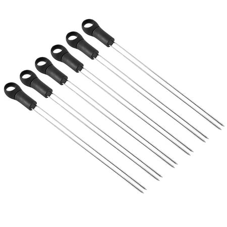 

HOMEMAXS 6Pcs Stainless Steel BBQ Skewers with Plastic Handle Reusable BBQ Fork Meat Skewers Sticks for Outdoor BBQ (Black)