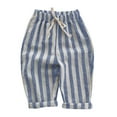 thumbnail image 4 of Boys' Cotton Linen Harem Bloomers Pants for Baby Toddler Striped Bloomer Elastic Basic Harem Pants Joggers for 0-5 Years, 4 of 4