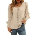thumbnail image 3 of Skksst Womens Retr Puff Sleeve Jacquard Lace Blouse Shirt Tops, 3 of 5
