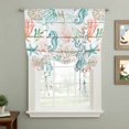 thumbnail image 2 of Teal Red Seahorse Coastal Balloon Curtains for Bedroom/Front Door/Bathroom, Vintage Nautical Beach Coral Starfish Tie Up Curtains 63 Inch Length Kitchen Curtains Shades for Windows 46"x63", 2 of 8