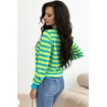 thumbnail image 3 of Ushdele Chic Viscose Drop Shoulder Sweater | Green Stripes | Must-Have Top, 3 of 8