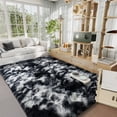 thumbnail image 3 of Socofuz Non-Slip Black and White Fluffy Rug, 4x6ft Shag Carpet for Living Room Girls Boys Bedroom Playroom Home Decor, 3 of 7