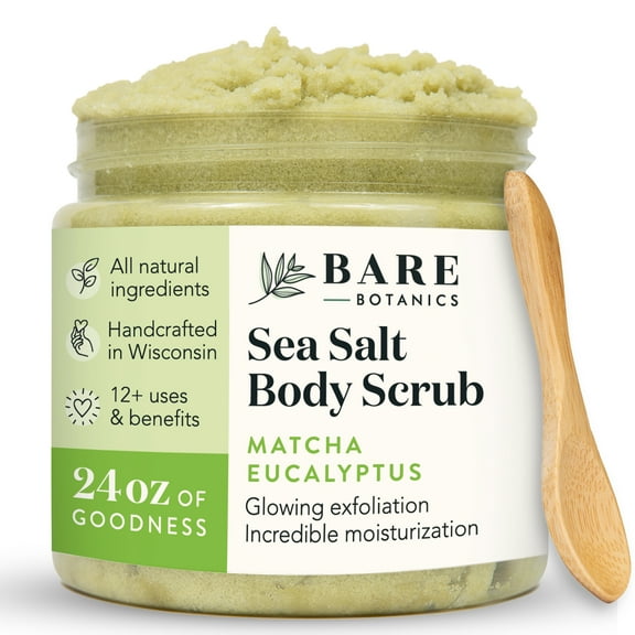 Bare Botanics Sea Salt Scrub Matcha Eucalyptus Body Scrub 24 oz