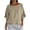 #0434-Khaki, variant on Women's Linen Blouses 3/4 Sleeve Round Neck Ruffle Pleated Hem Solid Color Loose Fit Casual Summer Tops for Beach Vacation Street Dating