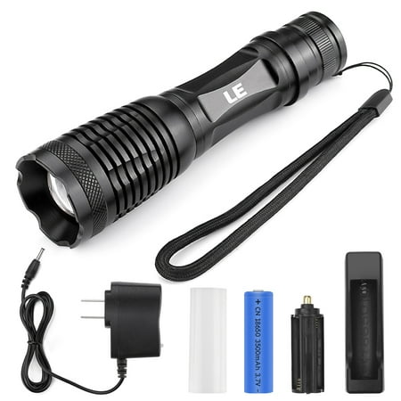 Flashlight Torch Light (Lighting EVER 10W Rechargeable and Zoomable CREE XLamp XM-L2 LED Flashlight, 5 Light Modes, 1000lm, Adjustable Focus, Water Resistant Camping)