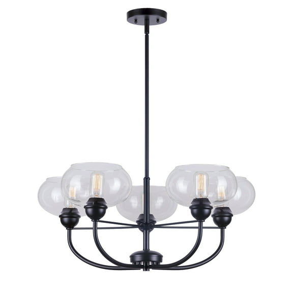 Cameron 5-Light Black Chandelier with Clear Glass