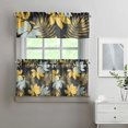 thumbnail image 2 of Tropical Palm Leaves and Hibiscus Flower Kitchen Curtains Set 3 Piece, 27.5x24 Inch Polyester Valance and Tier Drapes, 2 of 6