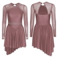 thumbnail image 6 of iiniim Women's Figure Ice Skating Dress Long Sleeve Rhinestones Roller Skating Lyrical Dancewear Dusty Pink XXL, 6 of 7