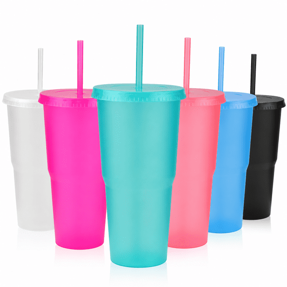 40 oz Plastic Tumblers with Lids and Straws, 6 Pack Reusable Large Cold Drink Cups for Iced Coffee, Water & Smoothies, Cute Summer Tumblers for Travel, Pool, Beach & Daily Use