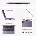 thumbnail image 3 of edaiser Swivel Keyboard Case Compatible with Apple iPad Air 11-inch M4 M2 M3 & Air 5th 4th Gen & Pro 11 inch (4th-1st Generation); 360 Rotatable Cover, Pencil Holder Trackpad Backlit Metallic Purple, 3 of 6