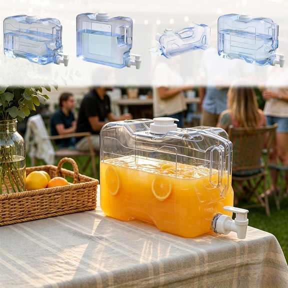 Hyknon Beverage Drink Dispenser for Fridge, Cold Drink Juice Dispenser Jug with Leak-proof Spigot, Clear Space-Saving Design with Handle, Plastic Slim BPA FreeRefillable Fridge Water Container
