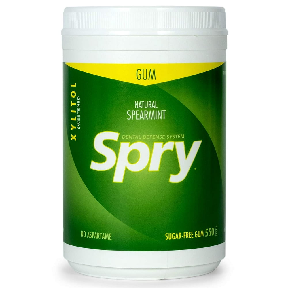 Spry Fresh Natural Spearmint Gum, Natural Xylitol Chewing Gum, 550