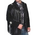 thumbnail image 1 of Bestzo  Veste en Cuir de Cowboy Western pour Hommes à Franges et à Bonned Noire, 1 of 3