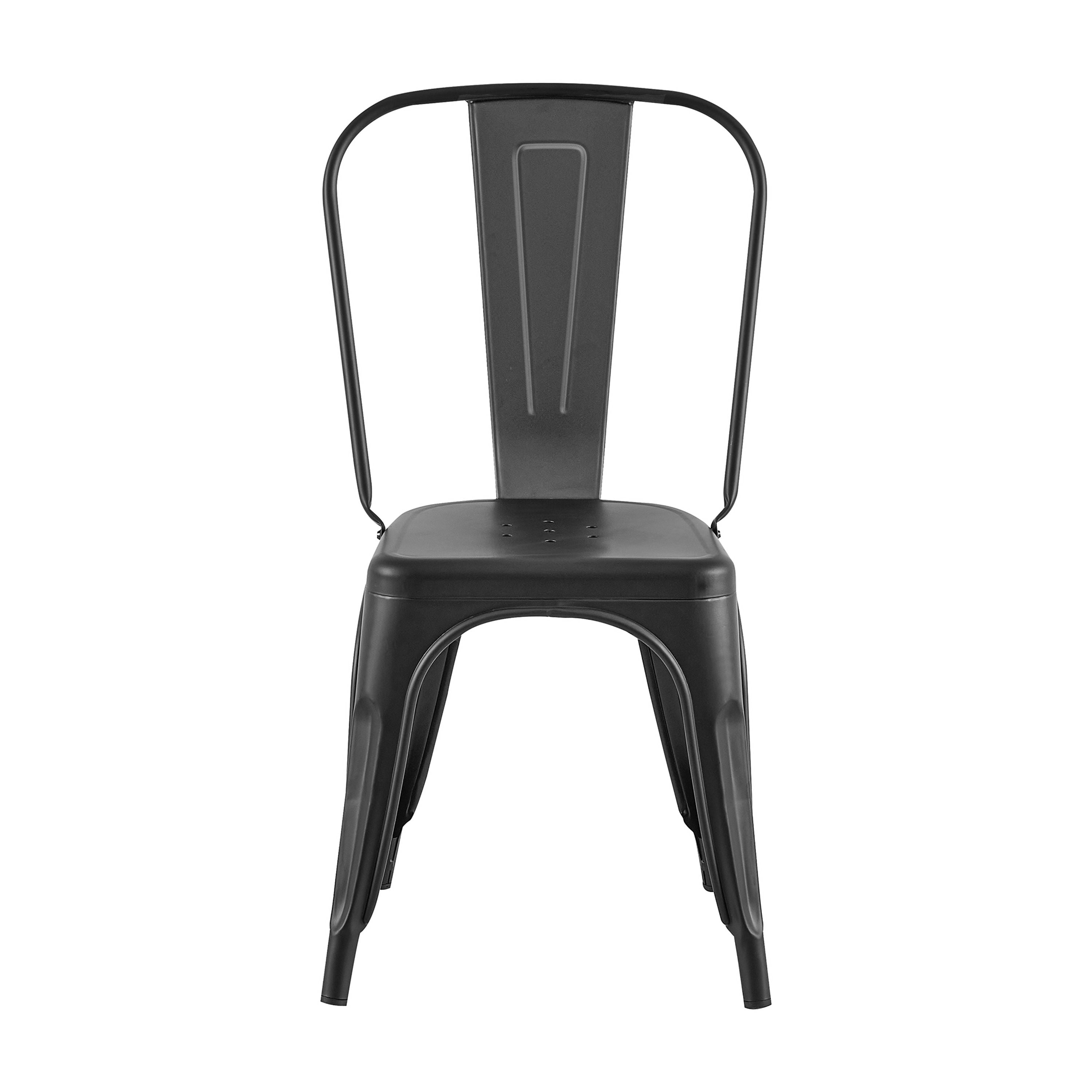 Matte Black Industrial Metal Dining Chairs 18 Inch Seat Height Stackable, Set of 2