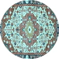thumbnail image 1 of Ahgly Company Indoor Round Medallion Light Blue Traditional Area Rugs, 8' Round, 1 of 4