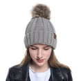 thumbnail image 3 of DOPI Stylish Hats New Women Girls Keep Warm Winter Casual Knitted Hat Wool Hemming Hat Ski Hat, 3 of 4
