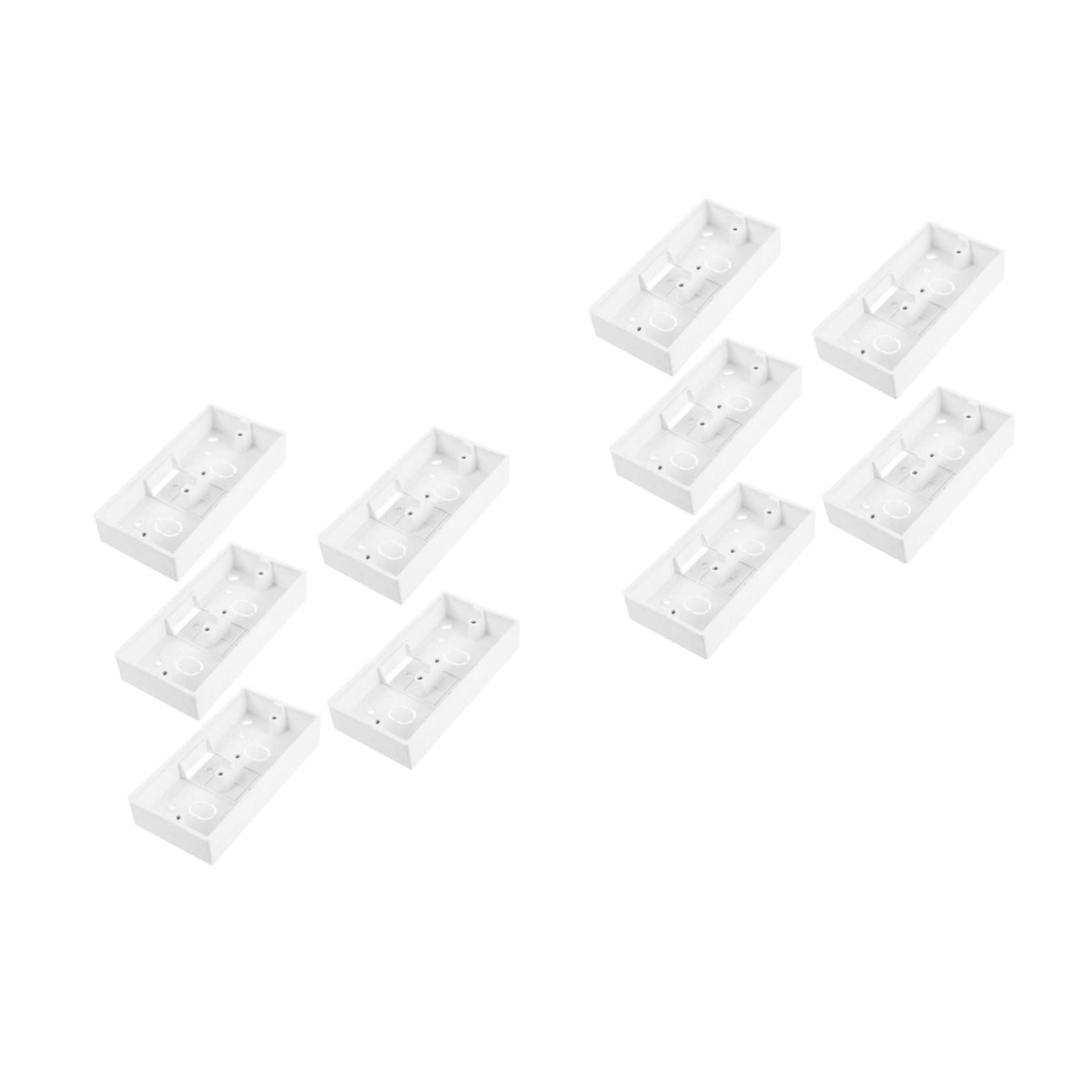 FOMIYES Durable PVC Wall Mounted Outlet Box, White, Standard Size, Surface Mount, Multiple Outlets, 10Pcs