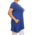 thumbnail image 2 of Women's trendy style casual solid short sleeve side pocket tunic top., 2 of 4