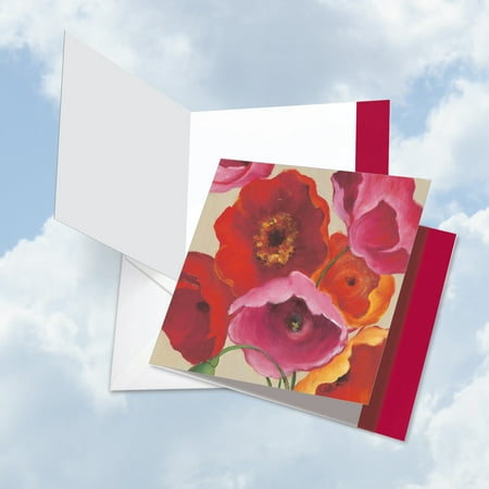 JQ4548ABDG Square-Top Extra Large Birthday Greeting Card: 'Painted Poppies' Featuring a Bold and Vibrant Image of Colorful Poppy Flowers Greeting Card with Envelope by The Best Card