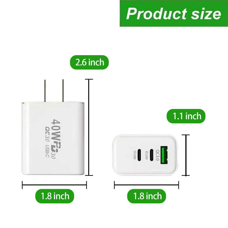 Chargeur 4 ports USB / USB-C 40W 5V/3A, 9V/2A, 12V/1.5A