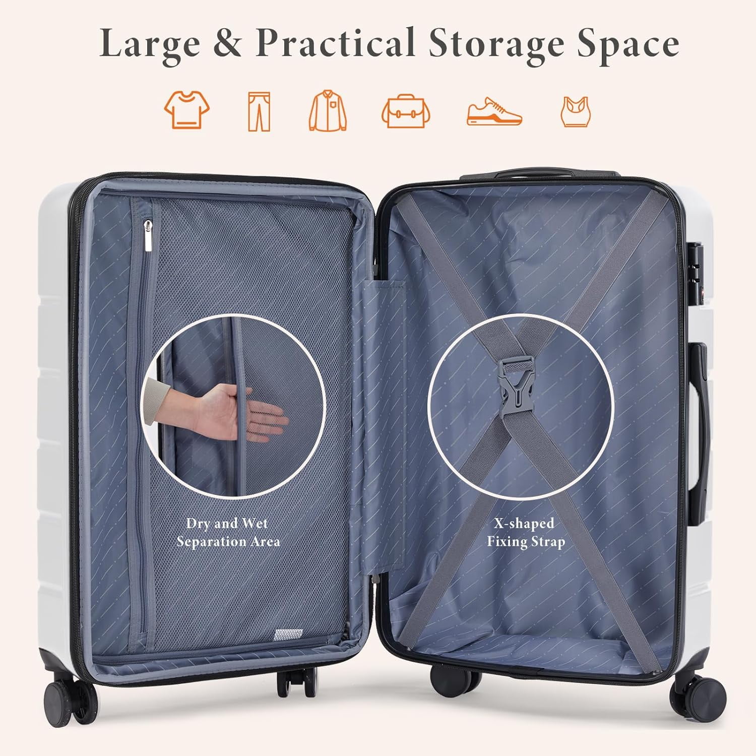 Nextay Carry on Luggage, Hardshell Lightweight Suitcase with Double Spinner Wheels and TSA Lock, 28 Inch