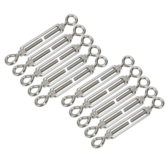 10Pcs Turnbuckle Wire Tensioner, 304 Hook And Eye Adjustable Turnbuckle, M6 Stainless Steel Tensioner Set Heavy Duty, Rope Tension Heavy Duty