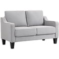 thumbnail image 1 of HOMCOM Loveseat Sofa, Linen Couch with Pocket Spring, Light Grey, 1 of 10