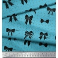 thumbnail image 2 of Soimoi Blue Cotton Voile Fabric Bow & Dots Printed Fabric 1 Yard 42 Inch Wide, 2 of 3
