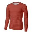 thumbnail image 7 of Dresfit Men's Thermal Shirts Crew Neck Big and Tall Shirt Fall Stretch Solid Color Long Sleeve Muscle Tops 2025 Slim Fit Oversized Cotton Pullover Tops Ginger S, 7 of 7