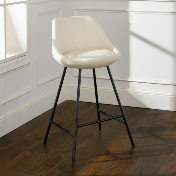 Better Homes & Gardens Modern Faux Leather Counter Stool, White