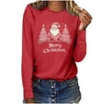 thumbnail image 6 of Mgmyaa Womens Christmas Print Long Sleeve Shirt Round Neck Graphic Tees Casual T-Shirts, 6 of 7