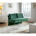 thumbnail image 3 of 51.4" Loveseat Sofa, Modern Velvet Upholstered Loveseat Chair with Geometric Metal Legs and Removable Back Cushions, Comfy 2 Seater Sofa for Apartment Bedroom Living Room Office, Green, 3 of 7