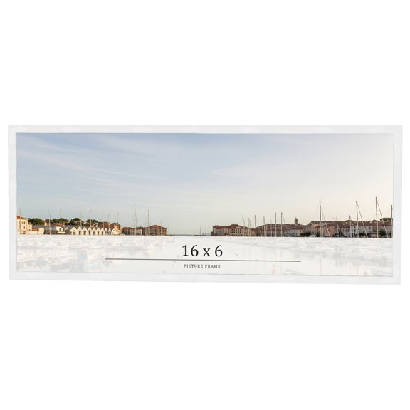 16x6 Frame White Real Wood Picture Frame Width 0.75 inches | Interior Frame Depth 0.5 inches |