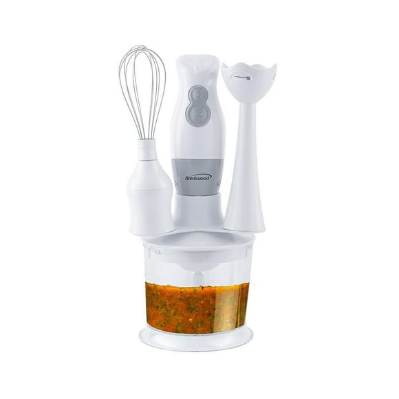 Brentwood 2 Speed Hand Blender and Food Processor with Balloon Whisk, Black