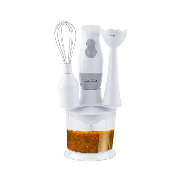Brentwood 2 Speed Hand Blender and Food Processor with Balloon Whisk, Black