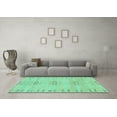thumbnail image 3 of Ahgly Company Machine Washable Indoor Rectangle Abstract Turquoise Blue Modern Area Rugs, 5' x 7', 3 of 4