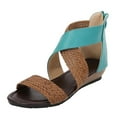 thumbnail image 2 of Zapatos de tacón de cuña tejido para mujer, sandalias con cremallera, sandalias de playa informales, zapatos romanos Wmkox8yii sa1220, 2 of 2