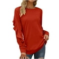 thumbnail image 2 of Hfyihgf Womens Crewneck Sweatshirts Long Sleeve Casual Tops with Ruffle Sleeve Fall Winter Clothes Soft Trendy Pullover Shirts(Red,S), 2 of 8