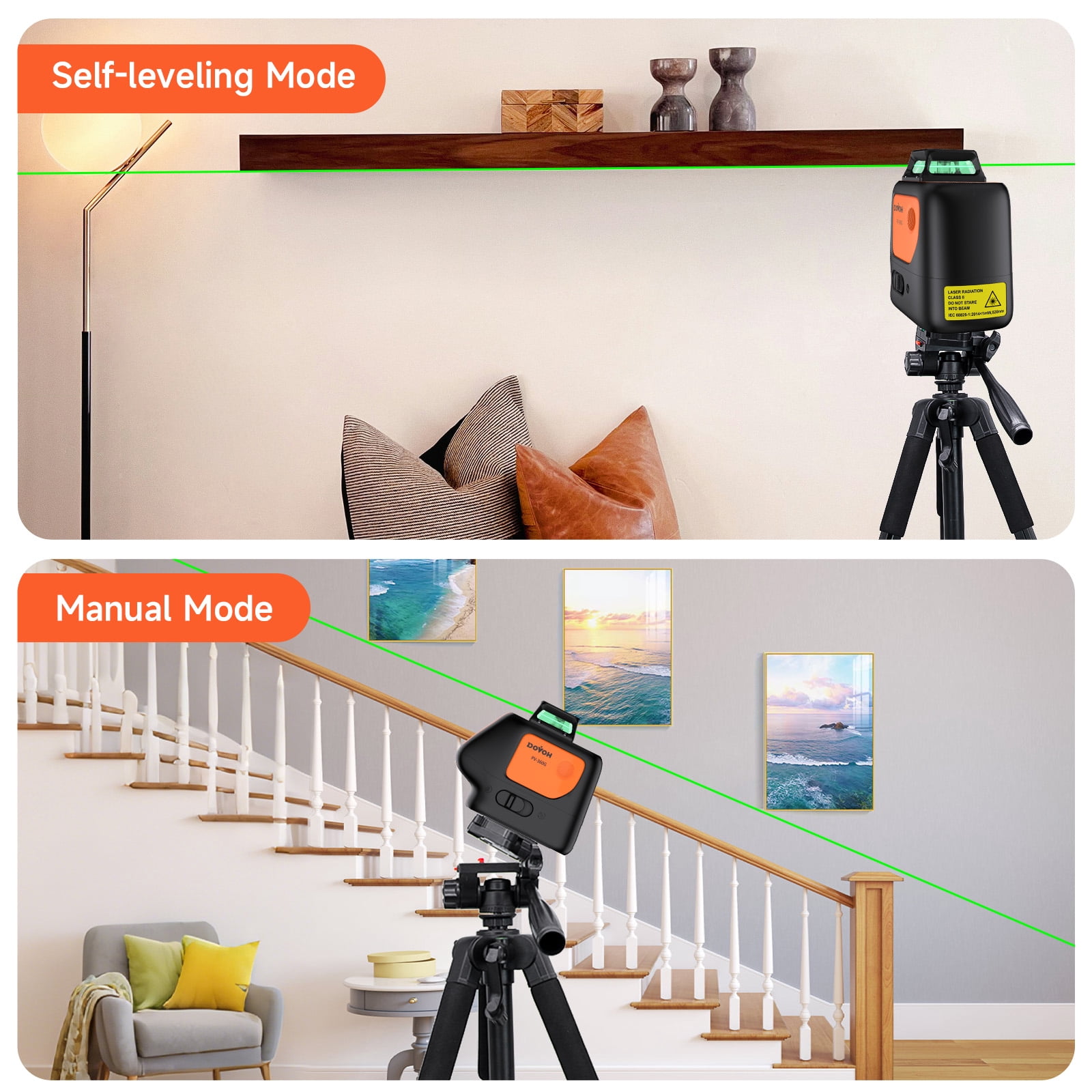 Plumb Dot Laser Level with Tripod : Point Laser Level 360 Self Leveling DIY Green Rechargeable, Entry Level, PV-360G-KIT