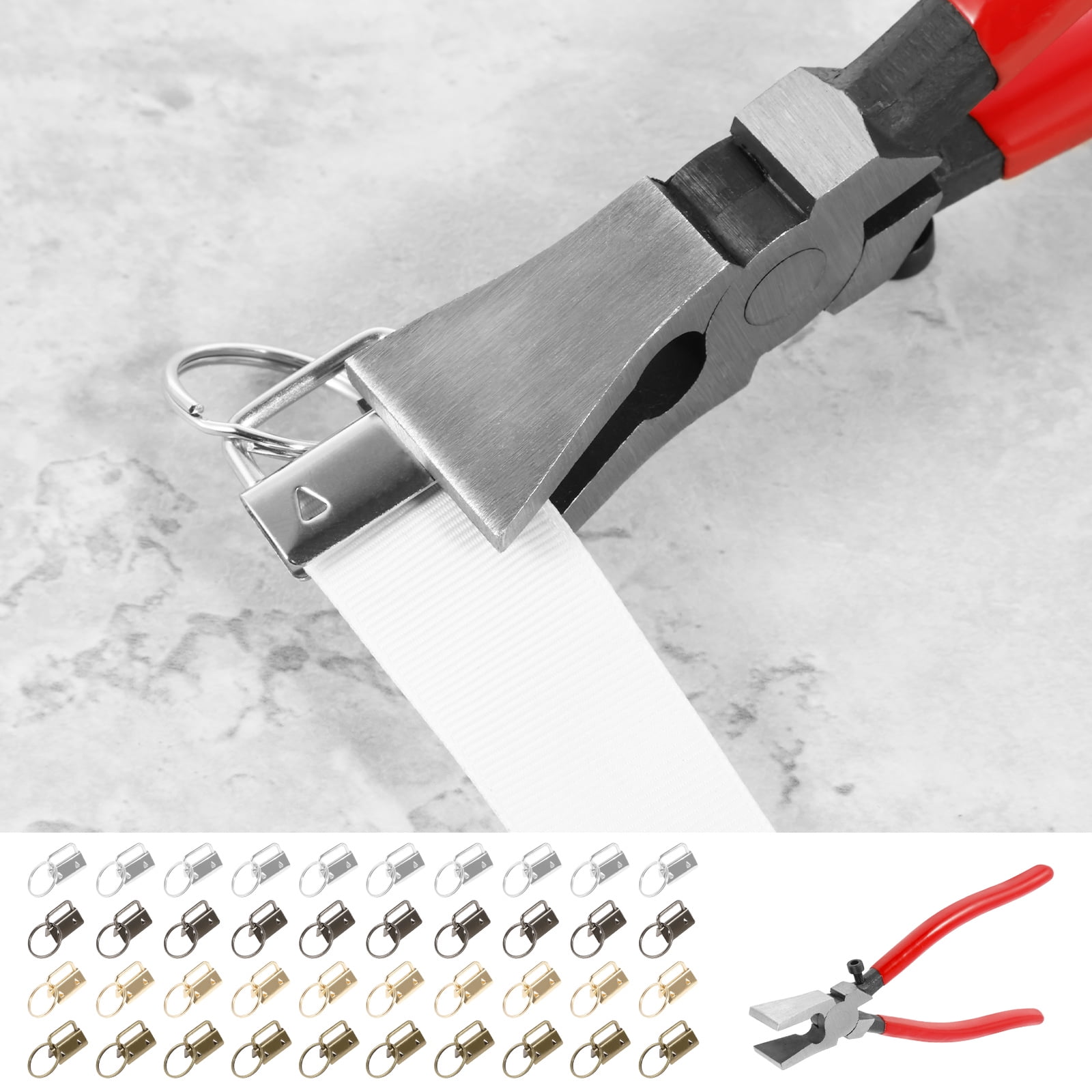41 Pcs Key Fob Hardware Set 40 Pcs Key Fob Hardware with 1 Pc Key Fob Pliers Metal Key Fob Hardware 4 Colors Keychain Hardware Multifunctional Key Fob Hardware Kit for Bags