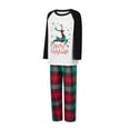 thumbnail image 3 of Christmas Family Pajamas Matching Set, Long Sleeve Deer Letters Print T-shirt with Plaid Pants Sleepwear Loungewear, 3 of 10