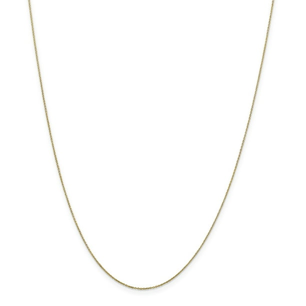 10k Yellow Gold 0.6mm Solid Diamond Cut Cable Chain 18inch