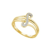 Golden Star 10kt Yellow Gold Womens Round Diamond Vertical Infinity Strand Ring 1/20 Cttw
