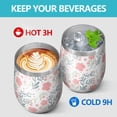 thumbnail image 4 of Floral 12oz Stainless Steel Insulated Wine Tumbler with Lid and Straw – Double Wall Vacuum Mug for Hot & Cold Drinks, 304 Steel Interior, Sweat-Free Design,Thanksgiving,Christmas, Spring,Flower, 4 of 5